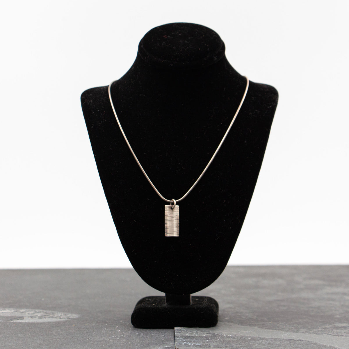 Rebecca Wicklund - Birch necklace 16” oxidized snake chain