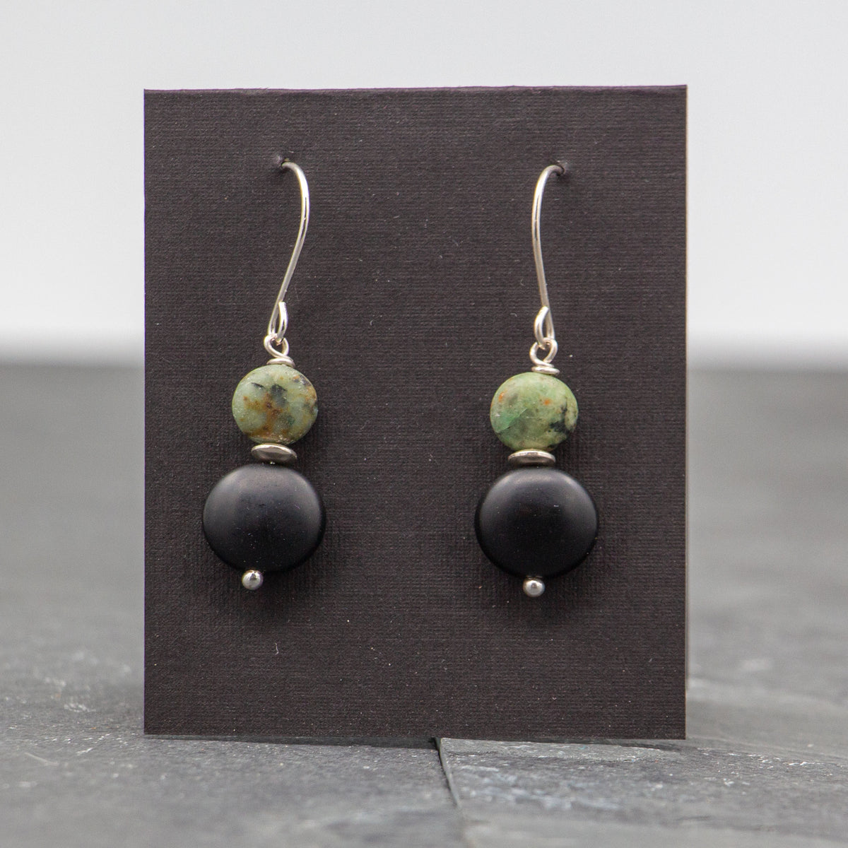 Rebecca Wicklund - Onyx Silver Moss Earrings